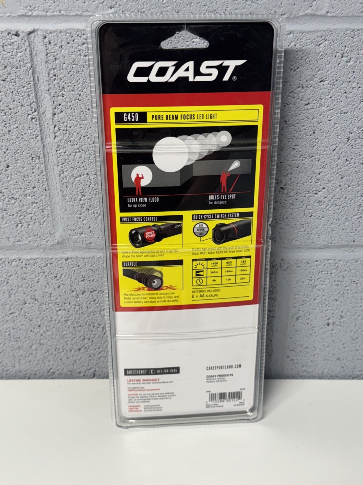 Coast G450 1400 lm Black LED Flashlight AA Battery 30122