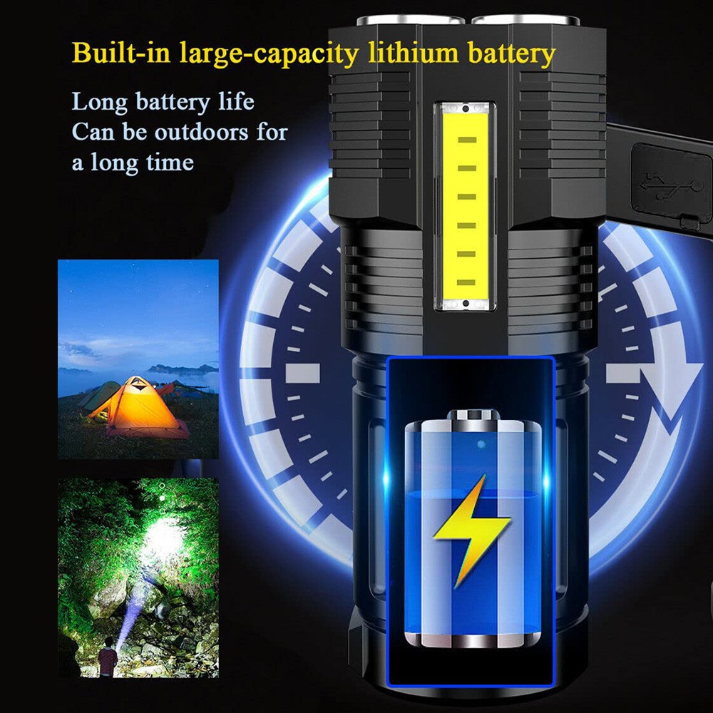 5000000 Lumen LED Tactical Flashlight Rechargeable Super Bright Powerful Torch