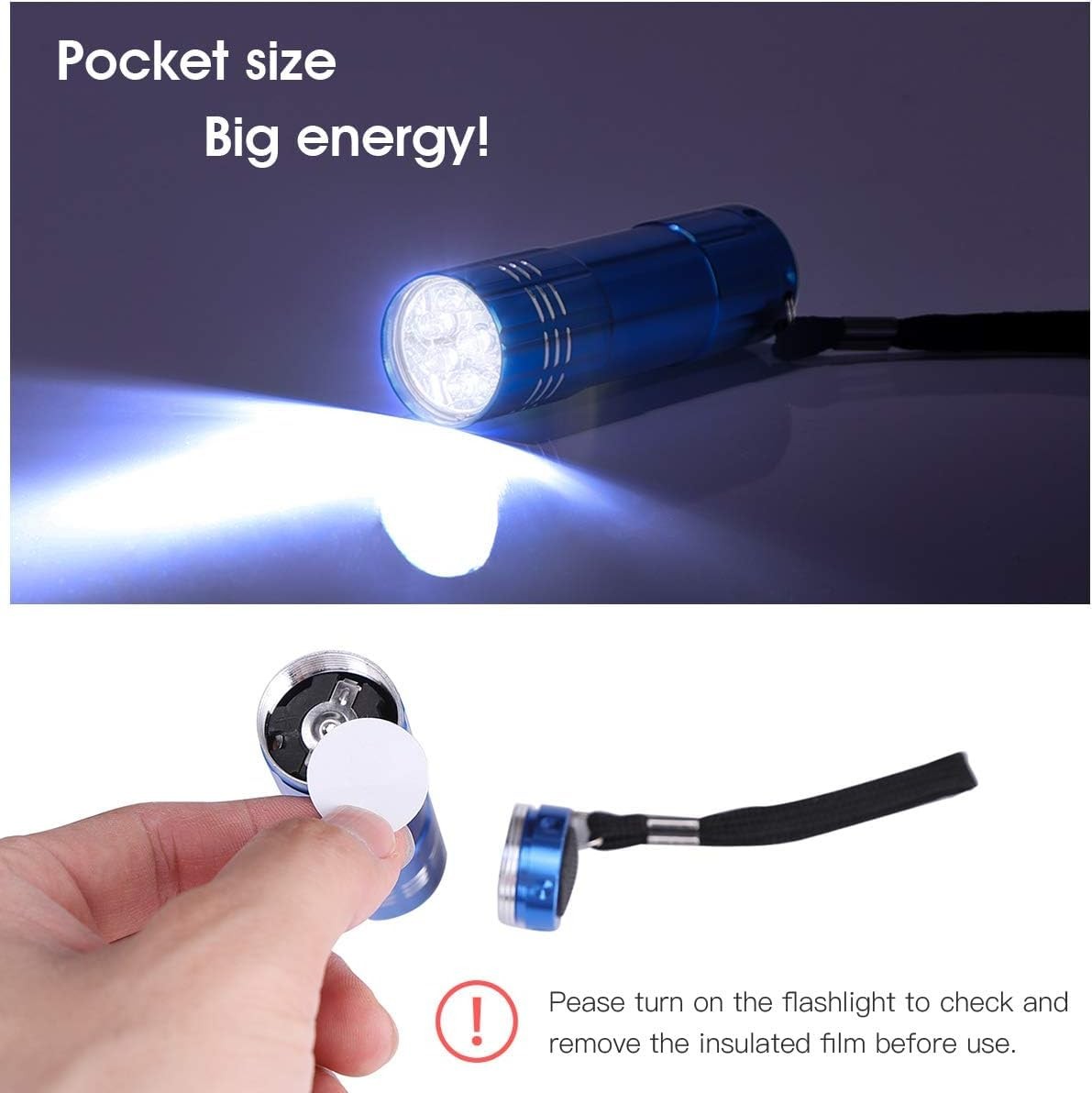 yikosam 5 Pack of Flashlights 9 LED Mini Aluminum Flashlight Bulk 9LED-5 pack