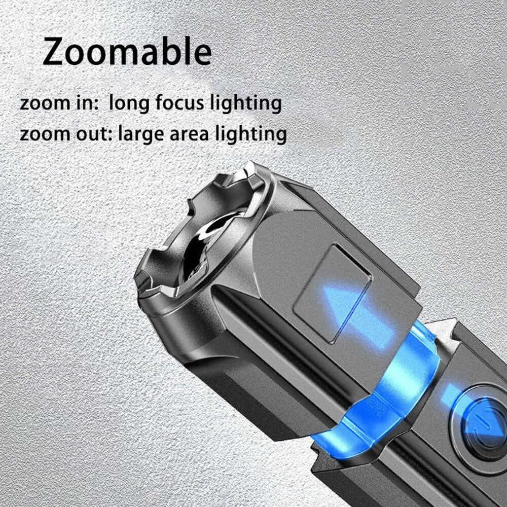 100000LM Powerful LED Flashlight USB Rechargeable Outdoor Tactical Zoomable Lamp