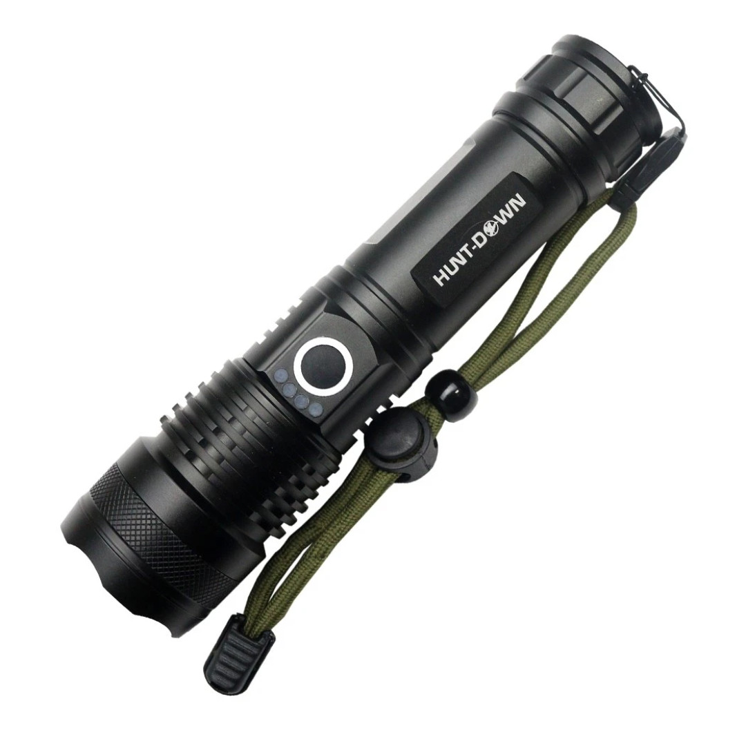 Hunt-Down Digital LED Strong Flashlight Self-Defence & Security Light 1000LM