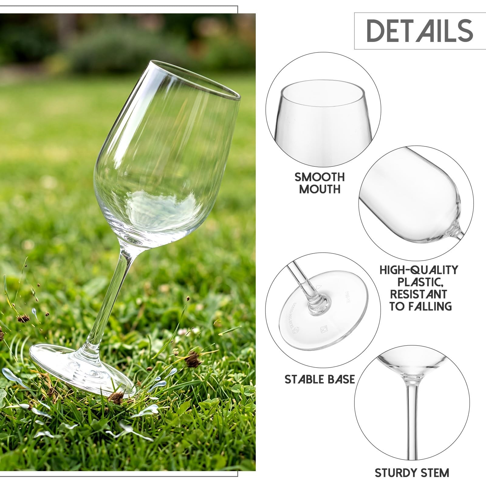 Set of 12 Unbreakable Acrylic Wine Glasses with Stem, 19 oz Plastic Wine Glas…