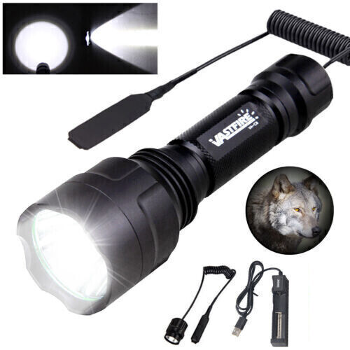Hunting LED Flashlight Torch 800Yards Light Rifle Tactical Scope Mount 20mm Rail