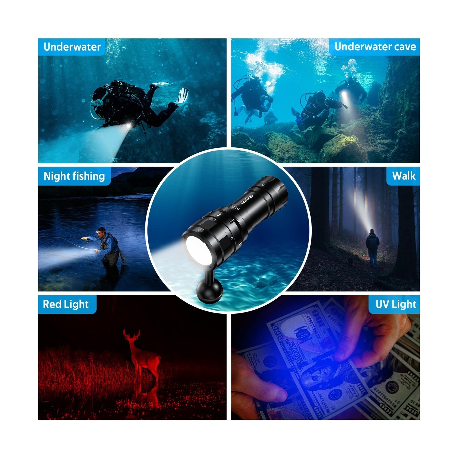 Wurkkos DL07 Diving Flashlight Rechargeable Scuba Dive Light, 3000 Lumens Div…