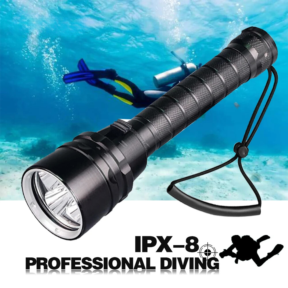 250000LM 5* LED Diving Flashlights Torch Underwater 200M Depth Lantern