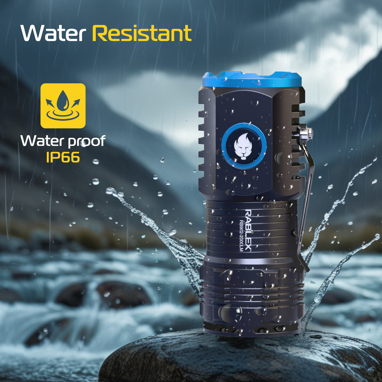 LED Flashlight 2000 Lumens Super Bright – USB Rechargeable, 4 Modes, IPX6 Waterproof