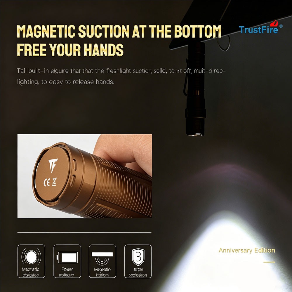 TrustFire MC5 3300Lumen Magnetic LED Flashlight Powerful Waterproof