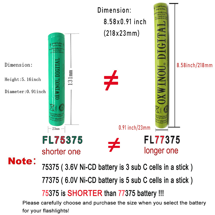 NEW 1×3.6V 2200mAh NIMH Battery for Streamlight Stinger LED HP XT 75375 75175 M9