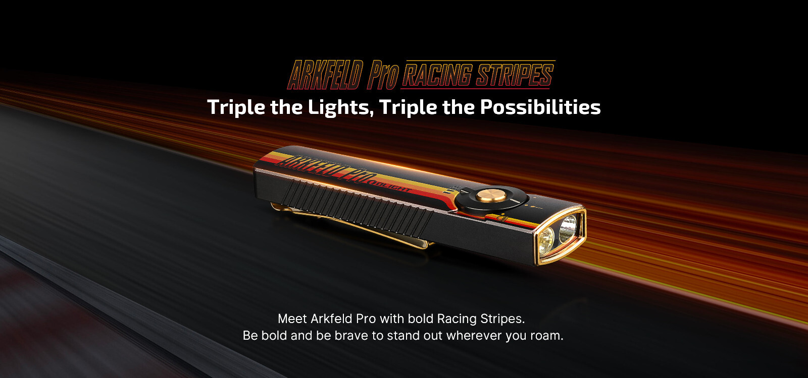 Olight Arkfeld Pro Racing Stripe Flat Flashlight w/LED Light/UV/Laser, 1300L, CW