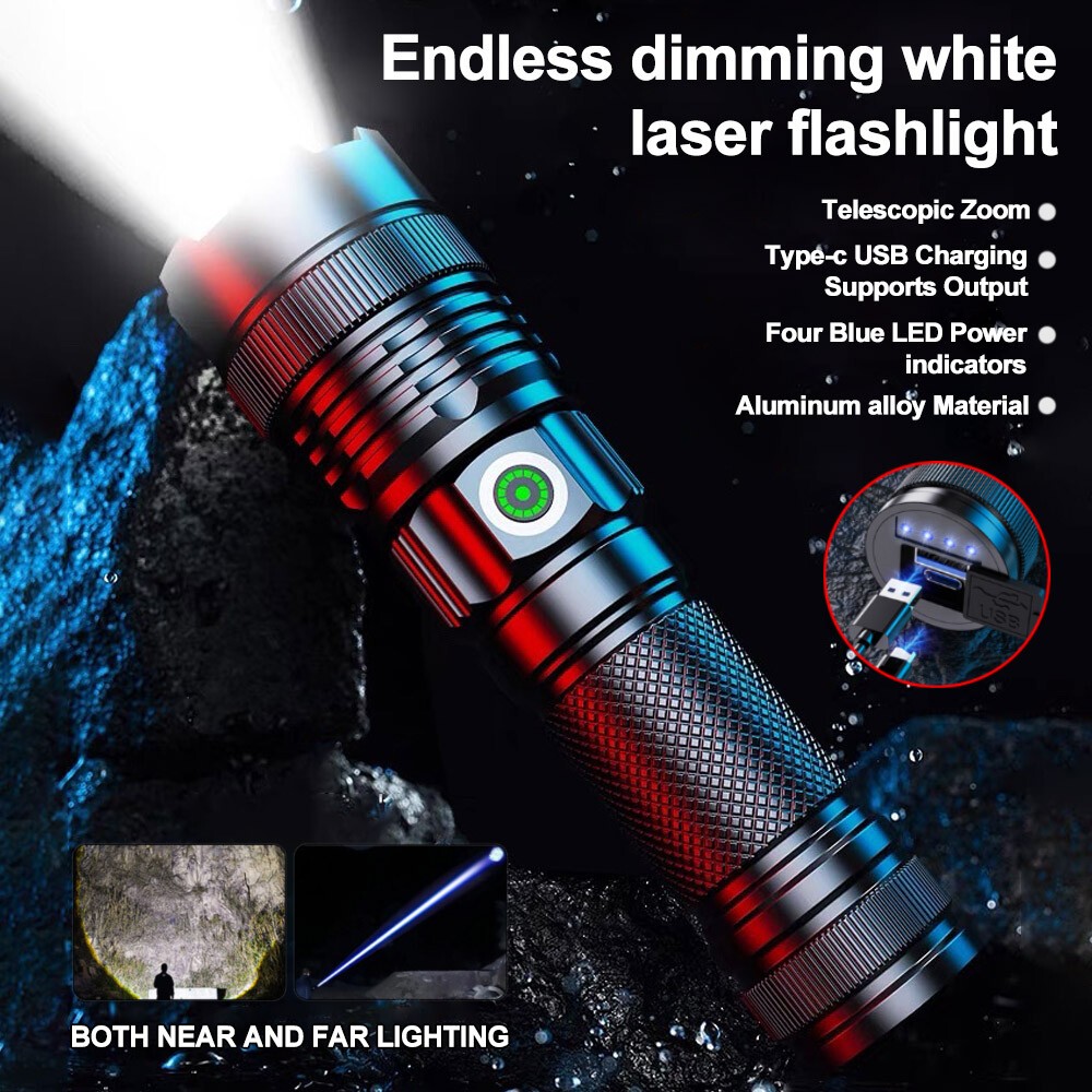 Flashlight 30W LEP Super Bright Torch Hunting White Light Built-in Battery US