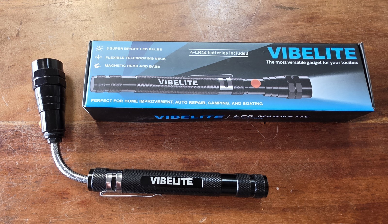 6X pc VIBELITE Extendable Magnetic Flashlight w/ Telescoping Magnet Pickup Tool