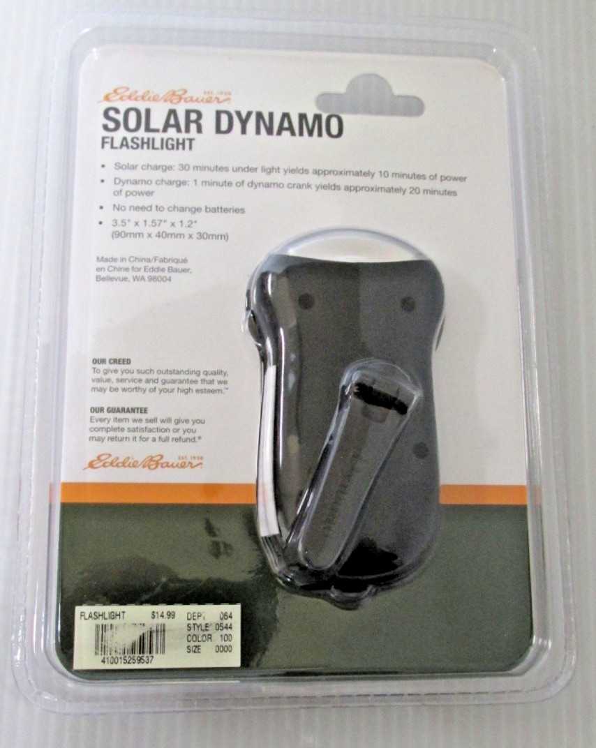 Eddie Bauer Solar Dynamo Flashlight Camping Black – Sealed