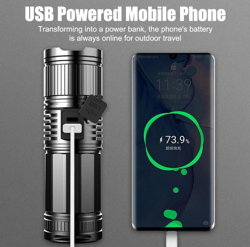 Strong LASER LEP Flashlight Torch Zoom USB Rechargeable 30W 30000LM White Light