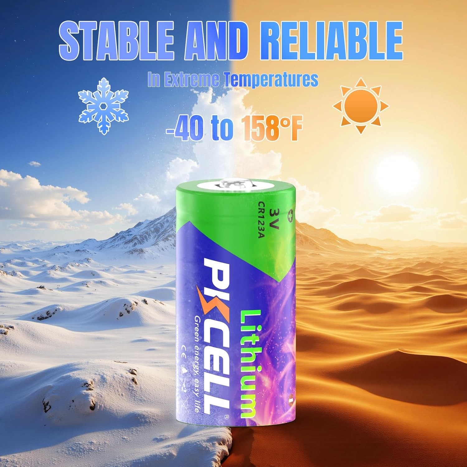 PKCELL CR123A 3V Lithium Battery 8-Pack, 10 Years Shelf Life, 123 Batteries Lith