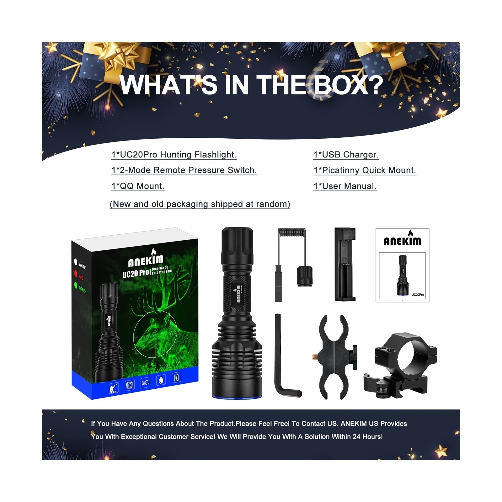 UC20Pro Green Hunting Light Kit, 1783m Spotlight 2200 High Lumen Predator Lig…
