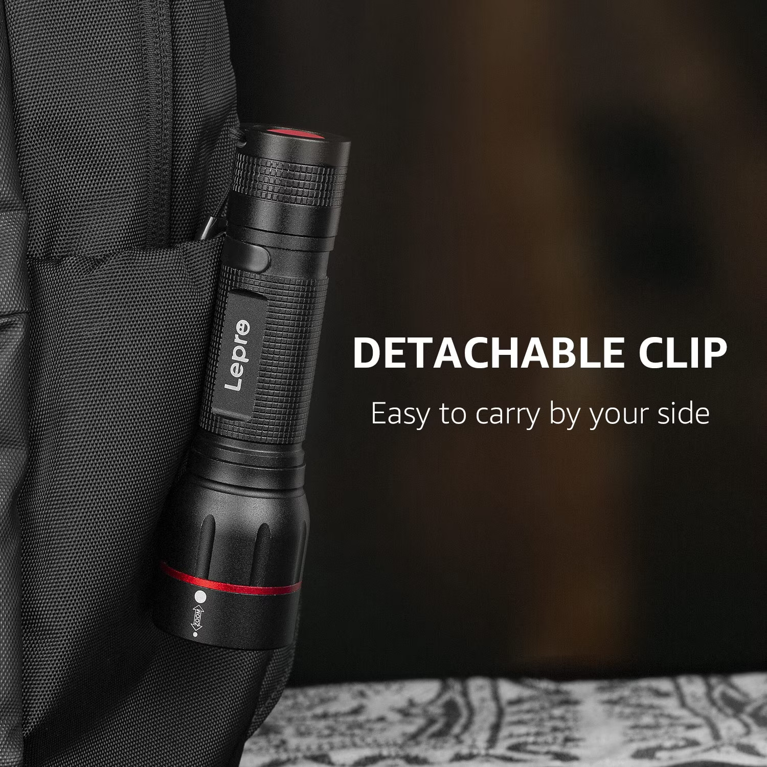 LED Flashlights with Clip , LE2050 High Lumen, 5 Lighting Modes, Zoomable Waterp