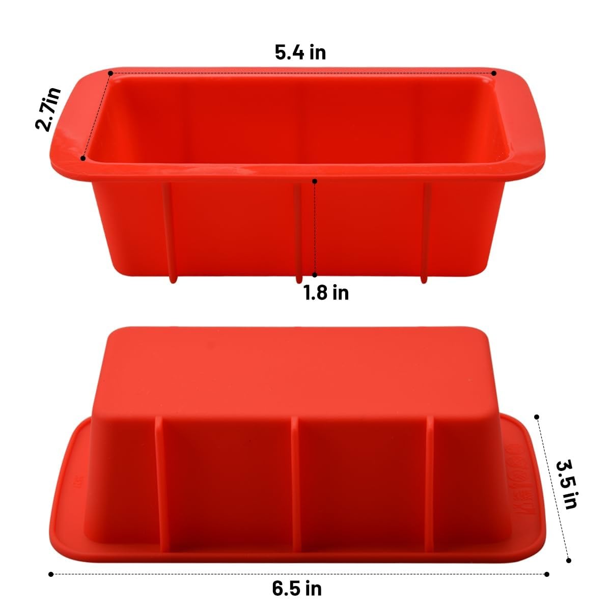 Silicone Mini Bread Loaf Pans for Baking, Size:4pack-5.4×2.7 Inch, Red