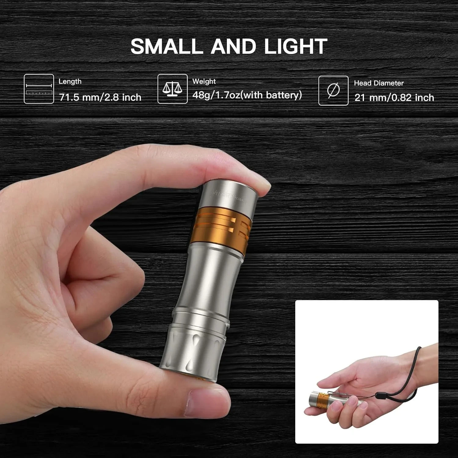 Wurkkos TS10 V2 Titanium Ti / Copper 14500 Mini EDC Flashlight – 4000K High CRI