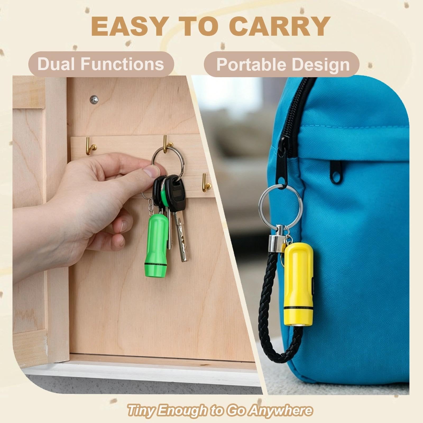 Mini Flashlight Keychain, 24~Pack Assorted Colors, Camping Emergency Toy