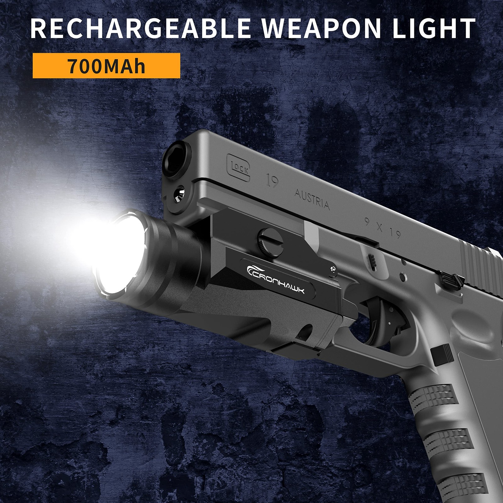 1350 Lumens Pistol Light Rail Mounted Flashlight, Rechargeable Gun Flashlight…