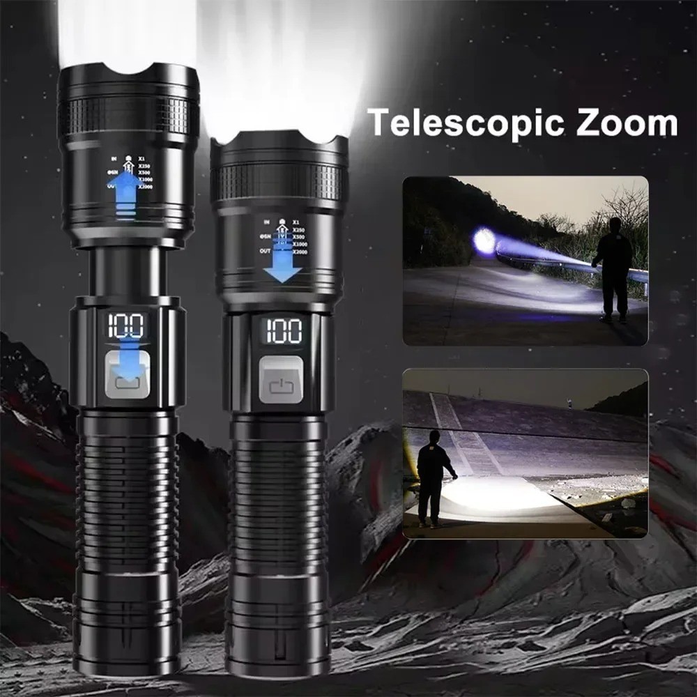 1600000 Lumens Super-Bright LED Tactical Flashlight Rechargeable COB Work Light