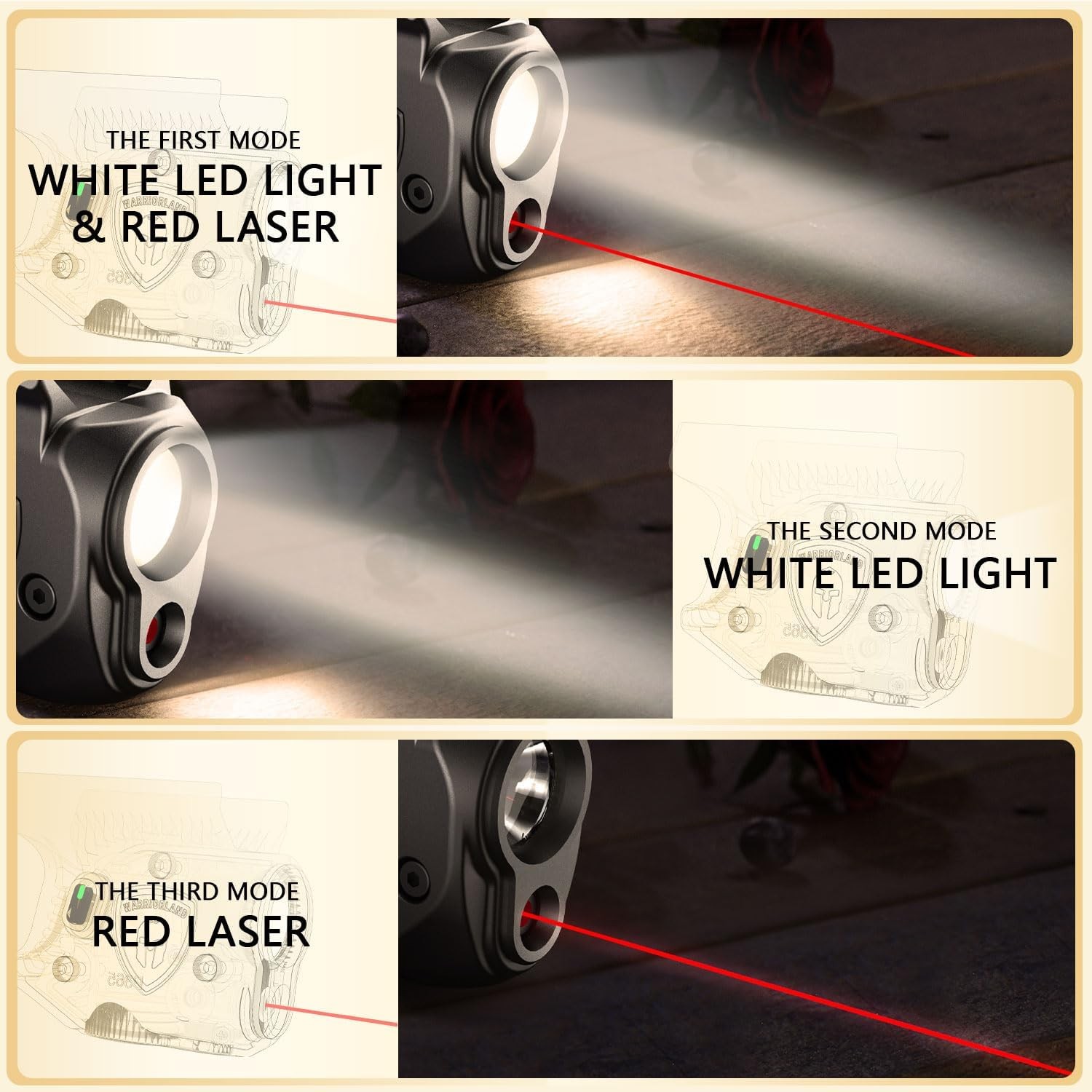 Pistol Light Green Laser Combo Fit Glock 42/43/43X/48(No Rail),Compact 150-Lumen