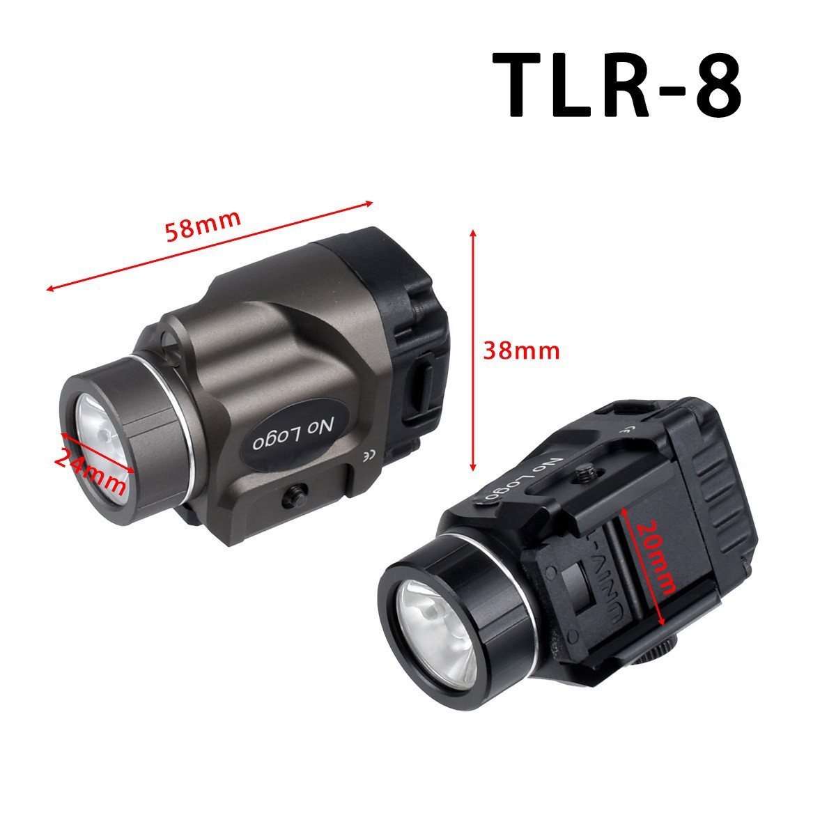 TLR-8 Green Laser Rail Mount LED Tactical Flashlight 1000 Lumens Rechargeable