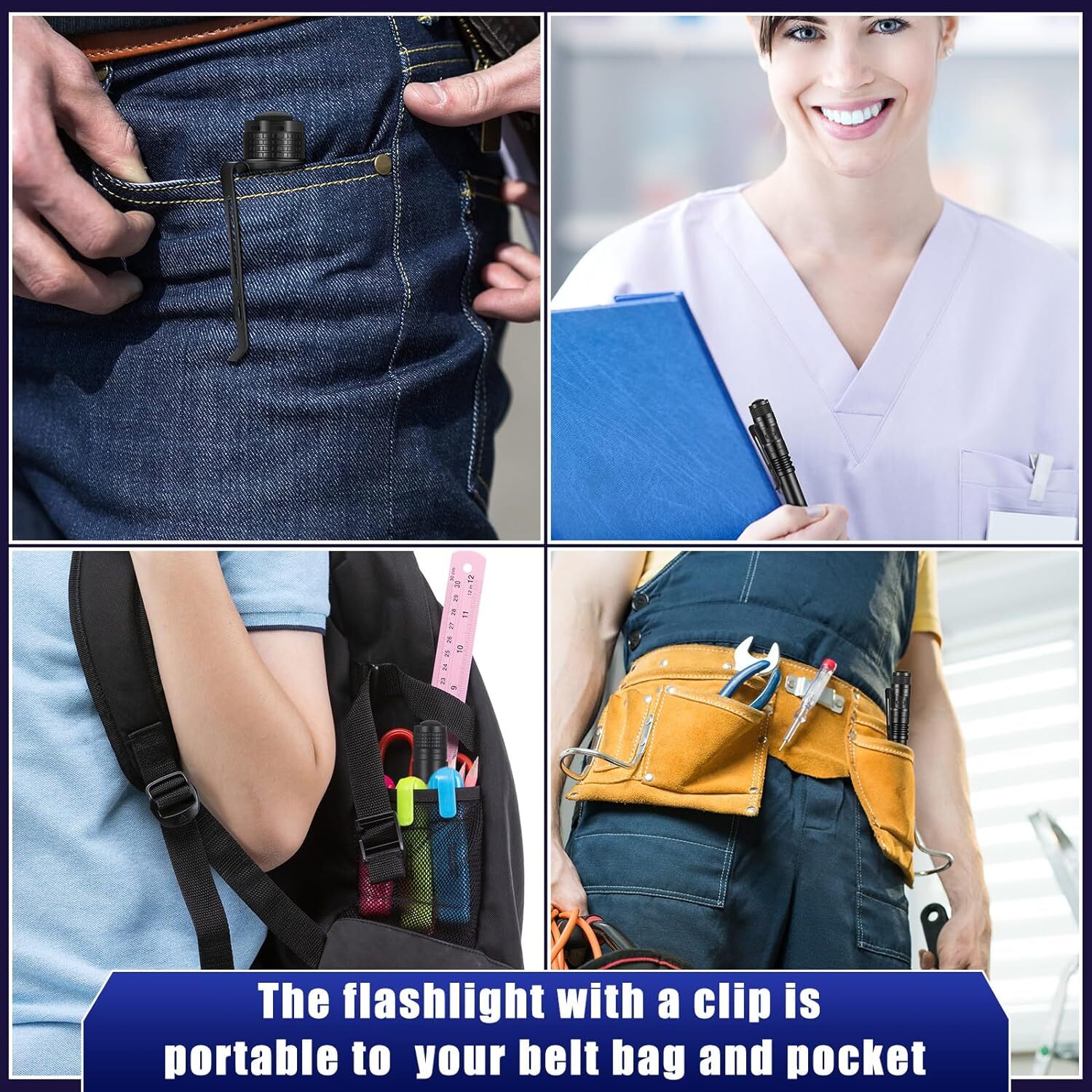 1/ 60 PCS LED Flashlight Pen Light Mini Handheld Torch Clip Pocket Lamp AA USA