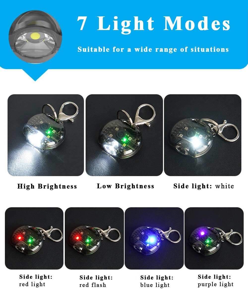 Mini Keychain Flashlight 7 Light Modes 80 Lumen, USB Type-C Rechargeable, 1 Pack