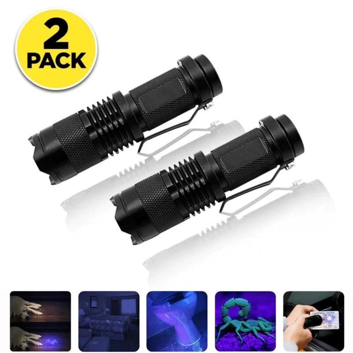 2PC UV Violet LED Flashlight Purplelight Light 395 NM Inspection Lamp Torch-=//