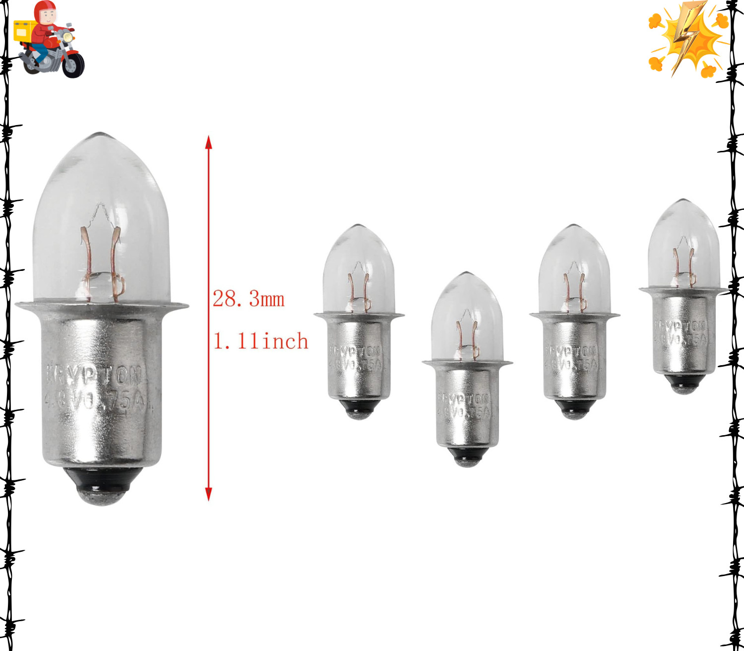 5Pcs 4D 4.8V 0.75A Bayonet Base Krypton Replacement Bulb for Flashlight Replacem