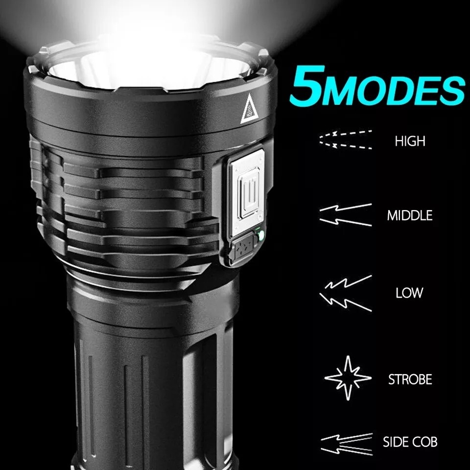 Super Bright 12000000LM 8 LED Flashlight USB Rechargeable Tactical lights Lot