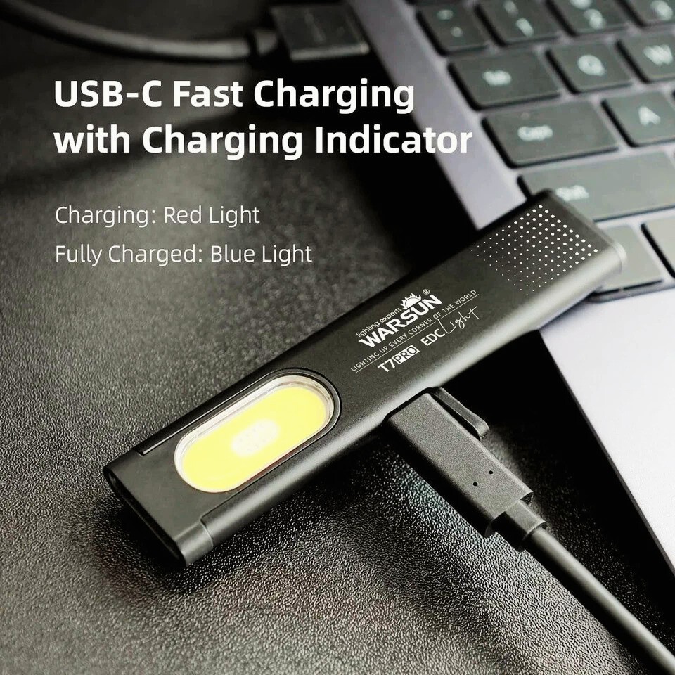 Warsun T7 Keychain Flashlight Mini 800Lm LED Torch USB Rechargeable Waterproof