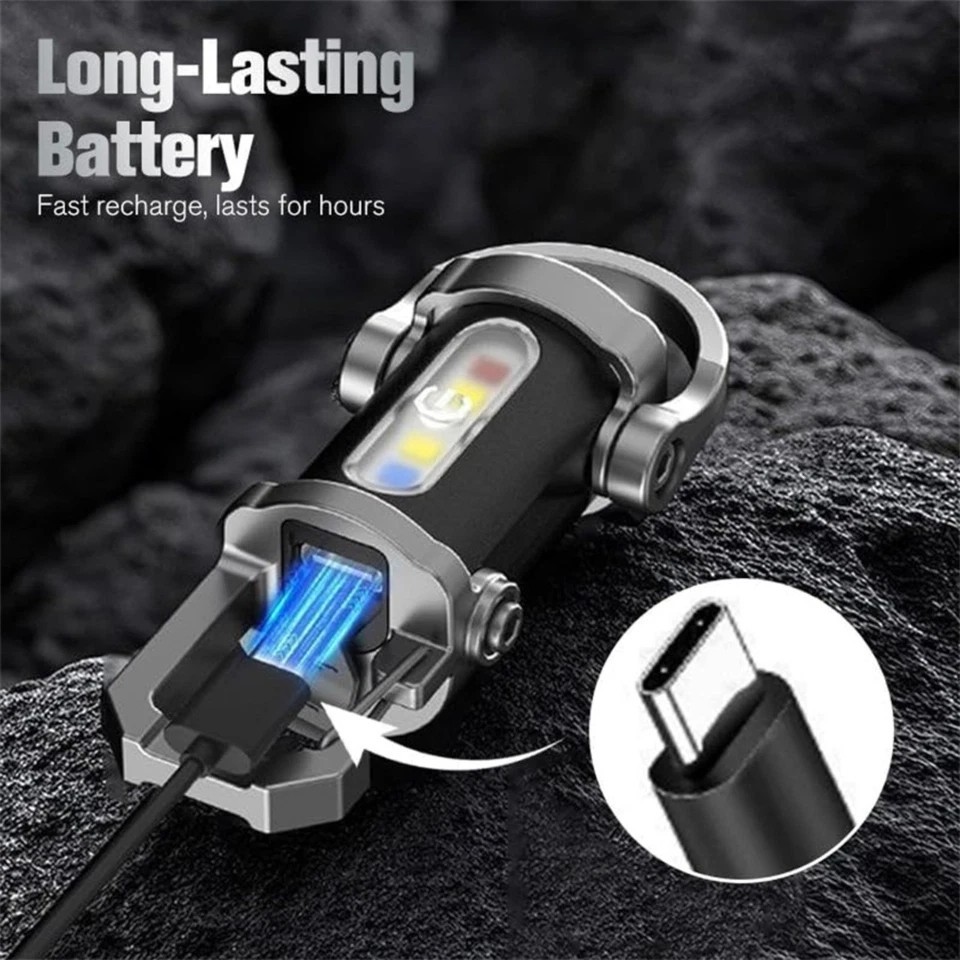 Portable LED Rechargeable Bright Mini Keychain Flashlight Pocket Torch Camping
