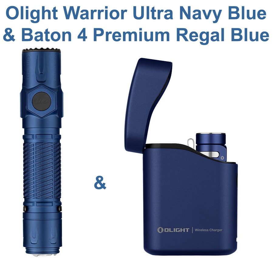 Olight Warrior Ultra Navy Blue Tactical Flashlight & Baton 4 Premium Regal Blue
