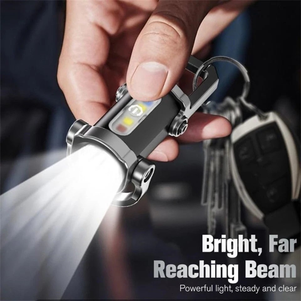 Portable LED Rechargeable Bright Mini Keychain Flashlight Pocket Torch Camping