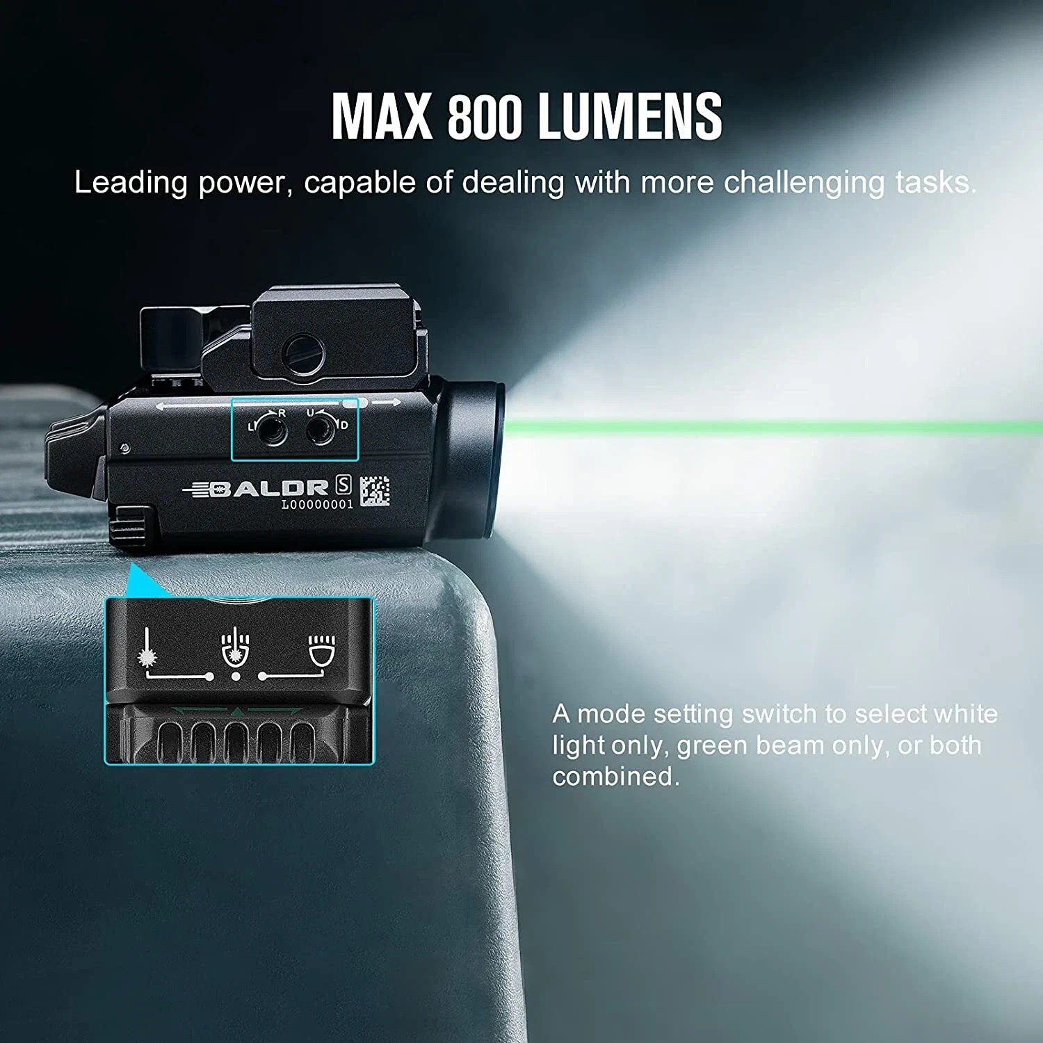 Olight Baldr S 800 Lumen Green Laser Rail Mount Weapon Light Tactical Flashlight