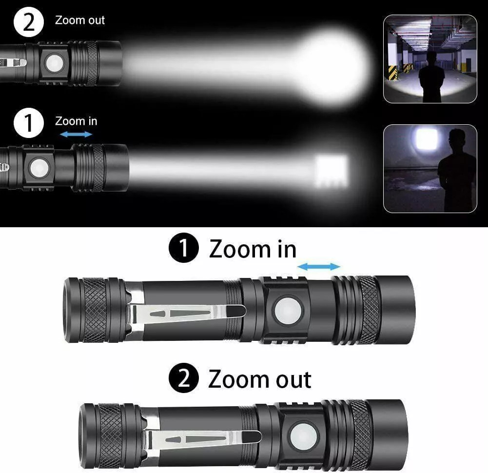 2 Set Rechargeable 990000LM LED Flashlight Tactical Police Bright Torch Zoomable