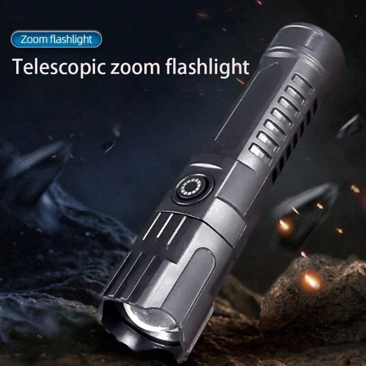 1pc Super Bright USB Rechargeable Flashlight, Wide Beam, Handheld, Outdoor Torch
