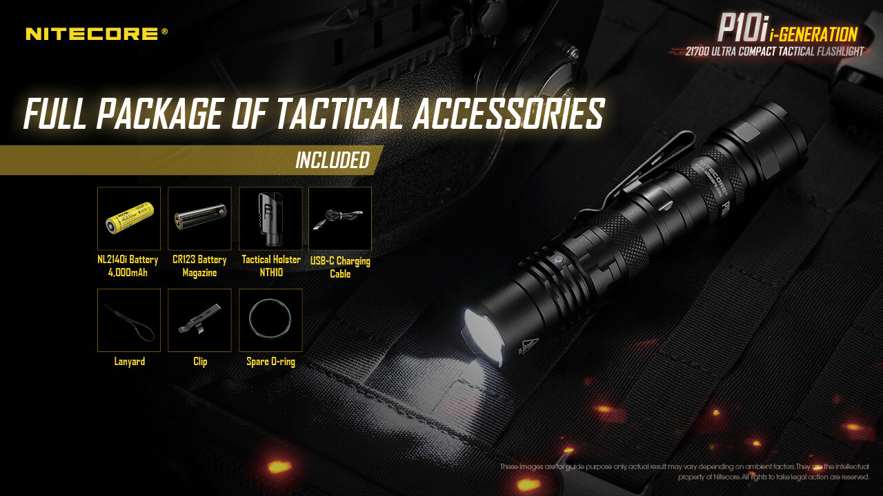 NITECORE P10i Rechargeable Flashlight 1800 Lumen w/ 2x EXTRA 2150HPi Batteries