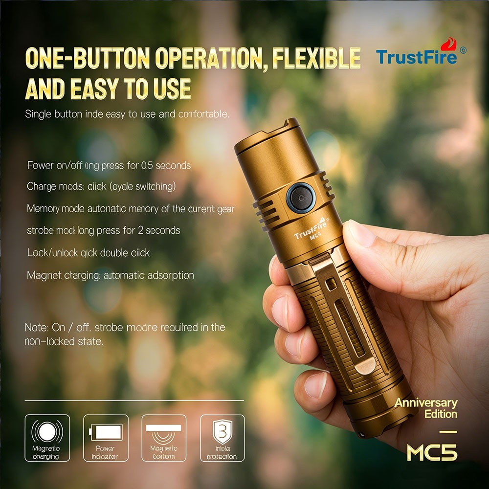 TrustFire MC5 3300Lumen Magnetic LED Flashlight Powerful Waterproof