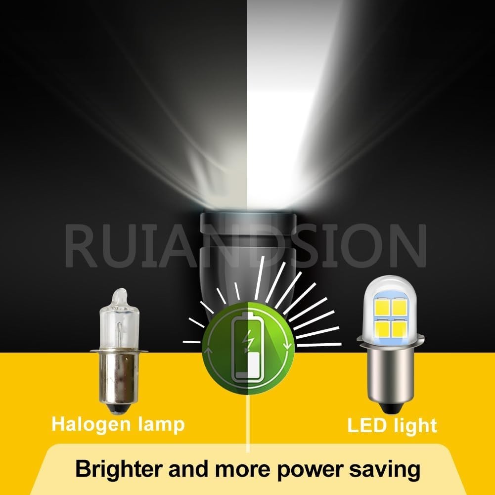 2pcs 4.5V 6V P13.5S LED Flashlight Replacement Bulb Torch Lamp White