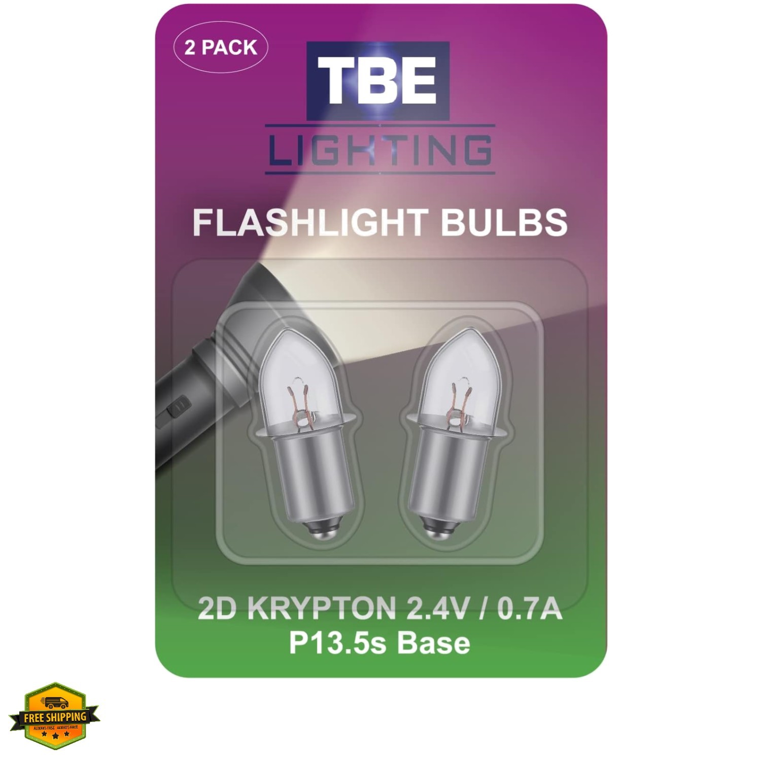 Replacement 2D 2.4 Volt, 0.7A Bayonet Base P13.5 Krypton Flashlight Bulbs, Pa…