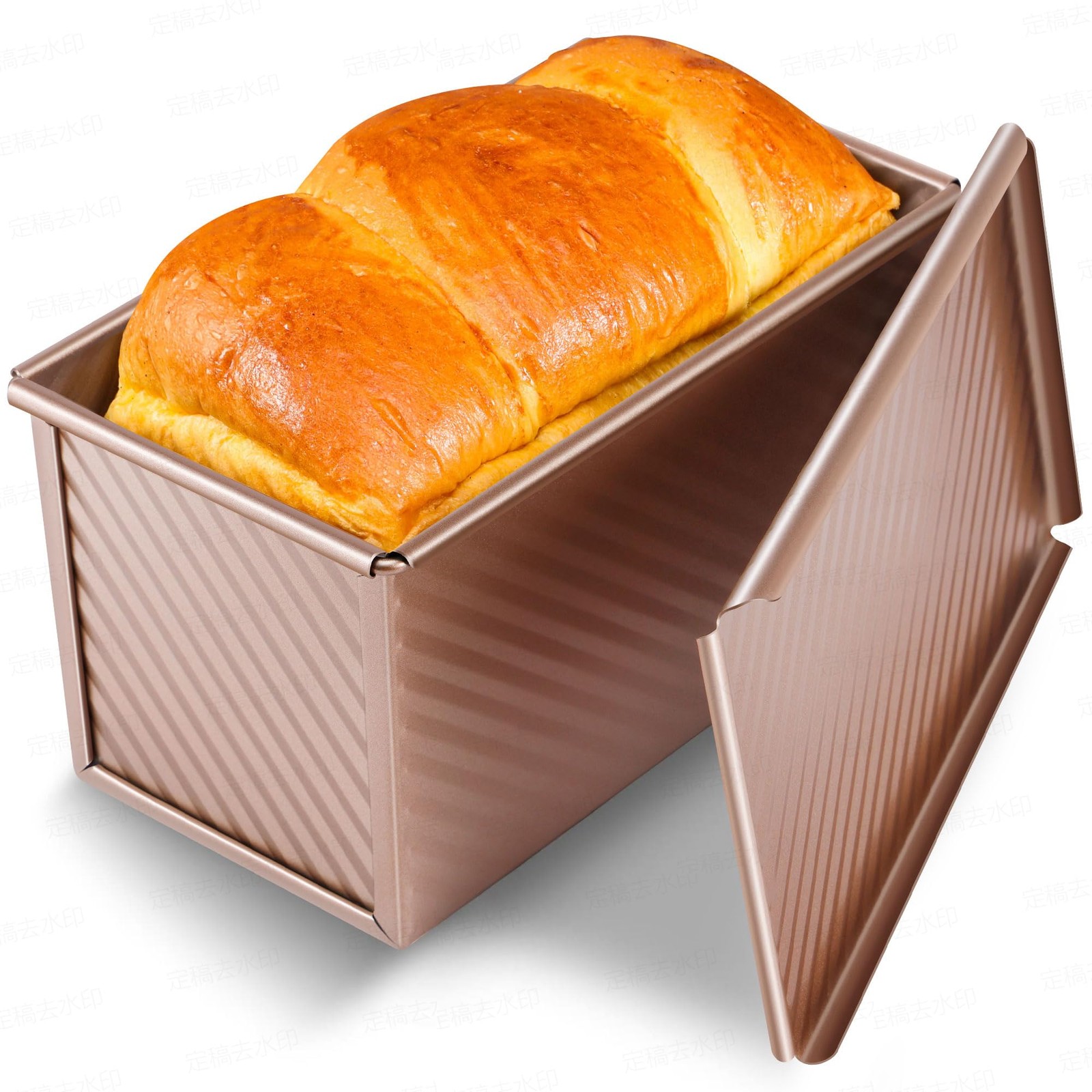 Yupjlia Pullman Loaf Pan with Lid, Premium 1 Large, 1LB Dough Capacity, Gold