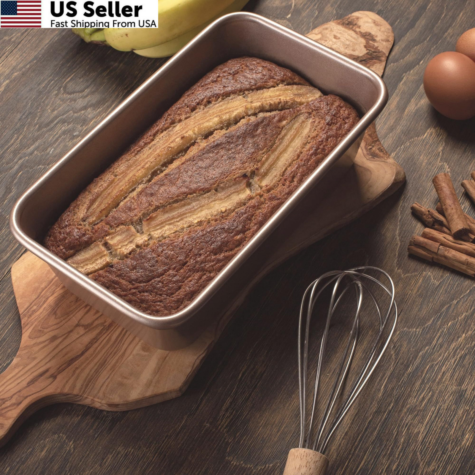 HAPPIELS Nonstick 9×5 inch Bread Loaf Pan 5×9 inches (1lb), Champagne Gold