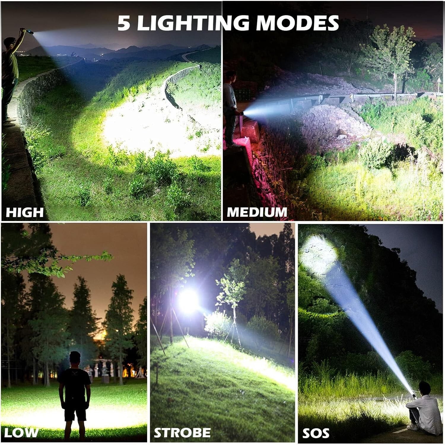 Super Bright Handheld Flashlight – 990,000 Lumens, Rechargeable & Weatherproof