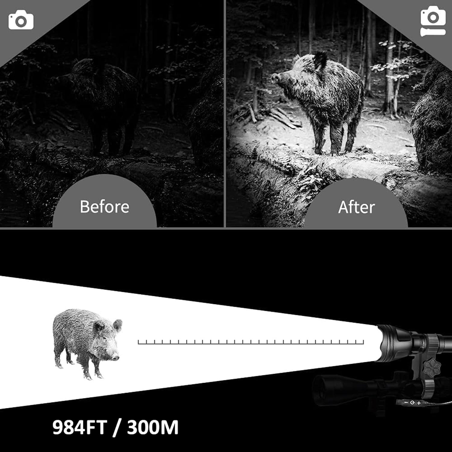 Odepro KL52IR-Pro 850nm IR Illuminator Flashlight for Night Vision Hunting, F…