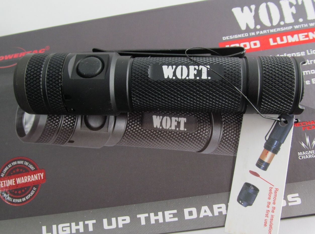NEW POWERTAC WOFT TACTICAL EDC RECHARGEABLE LED FLASHLIGHT W.O.F.T. 1200 LUMENS