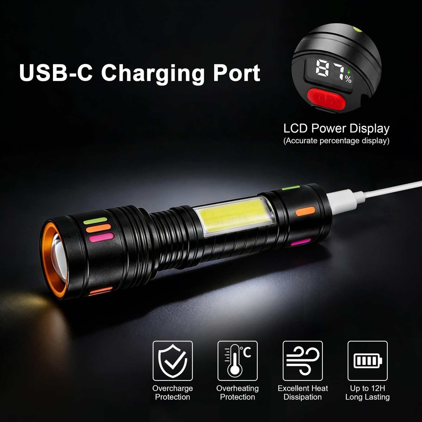 Rechargeable Flashlight High Lumens LED Super Bright Waterproof