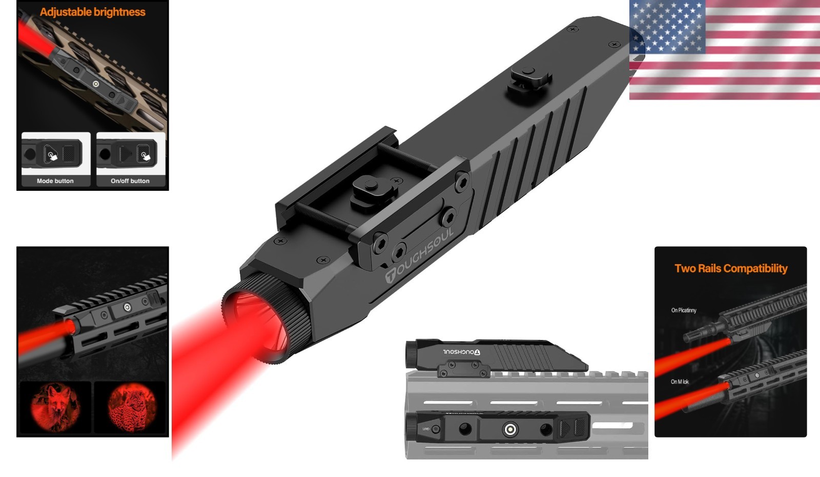 Rechargeable 600 Lumens Red LED Hunting Flashlight – Waterproof & Compact